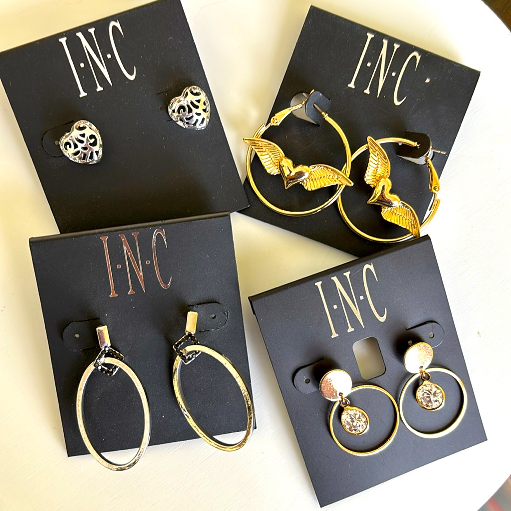 Inc Silver And Gold Tone Earrings 4 Pairs Bundle Nwot 24$